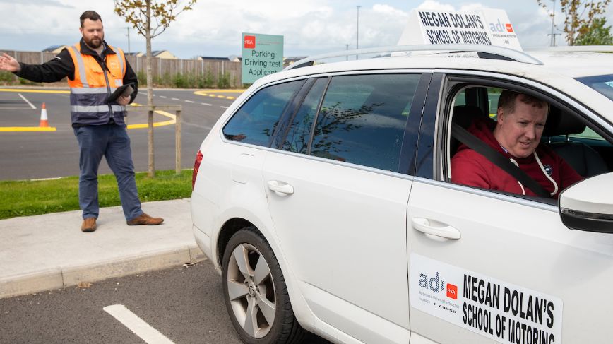 Learner driver doing his driving test